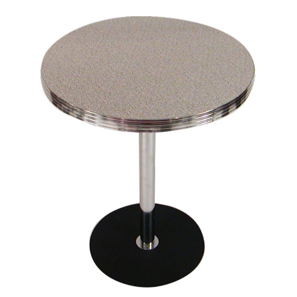 1950s american retro diner table M-8218,Round gray color Formica laminate table top with aluminium edge, 304 stainless steel round table legs round retro dining room table