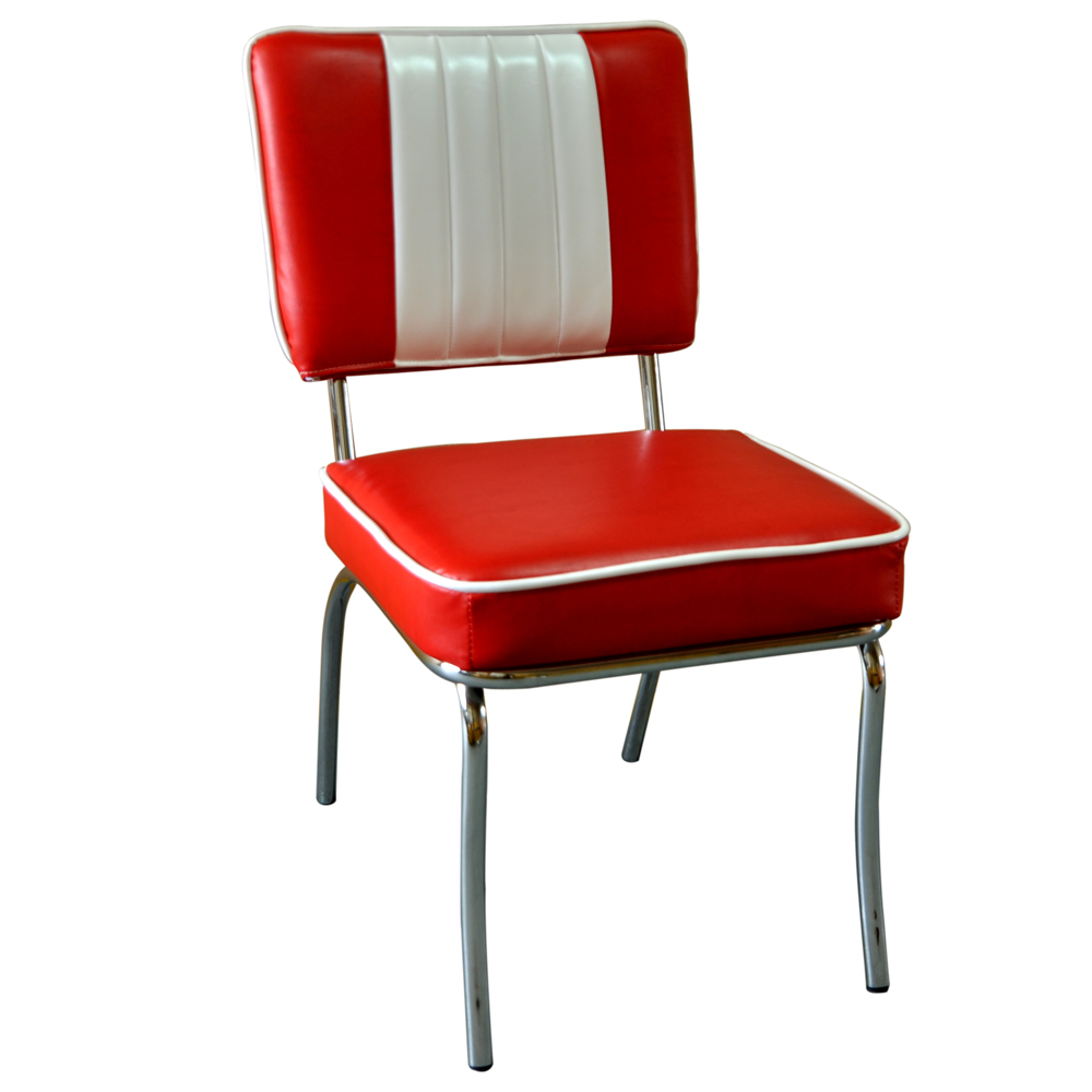 1950s american retro diner chair M-8308,Simple red and white stripe 1950s style american retro dinette chairs, stainless steel frame with red leather american retro diner chairs