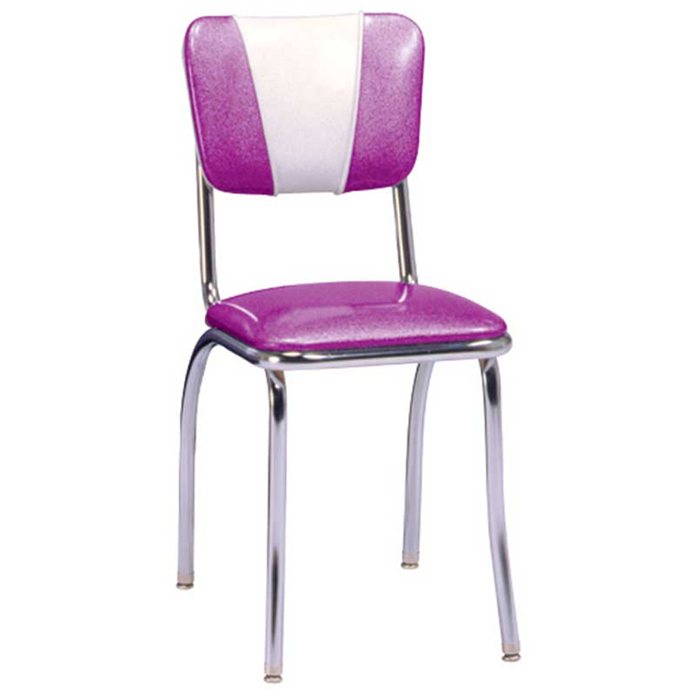1950s american retro diner chair M-8328,Wholesale purple and white colour vinyl V back and thin seat 1950s style american retro dinette chairs, V back 50s american dinette chairs