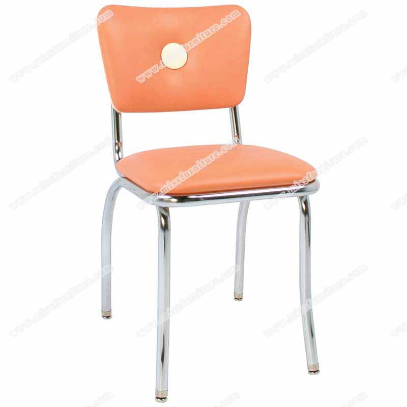 1950s american retro diner chair M-8347,Wholesale orange colour with middle button backrest 1960's american diner chair, button back chrome american style 60's diner chairs