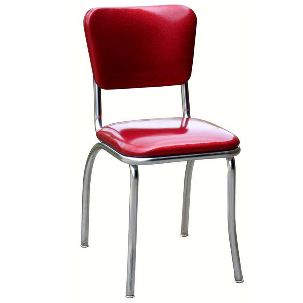 1950s american retro diner chair M-8351,All rubby leather bent backrest and thin seat 50's kitchen chairs, with piping not décor steel frame american style 1950's kitchen chairs