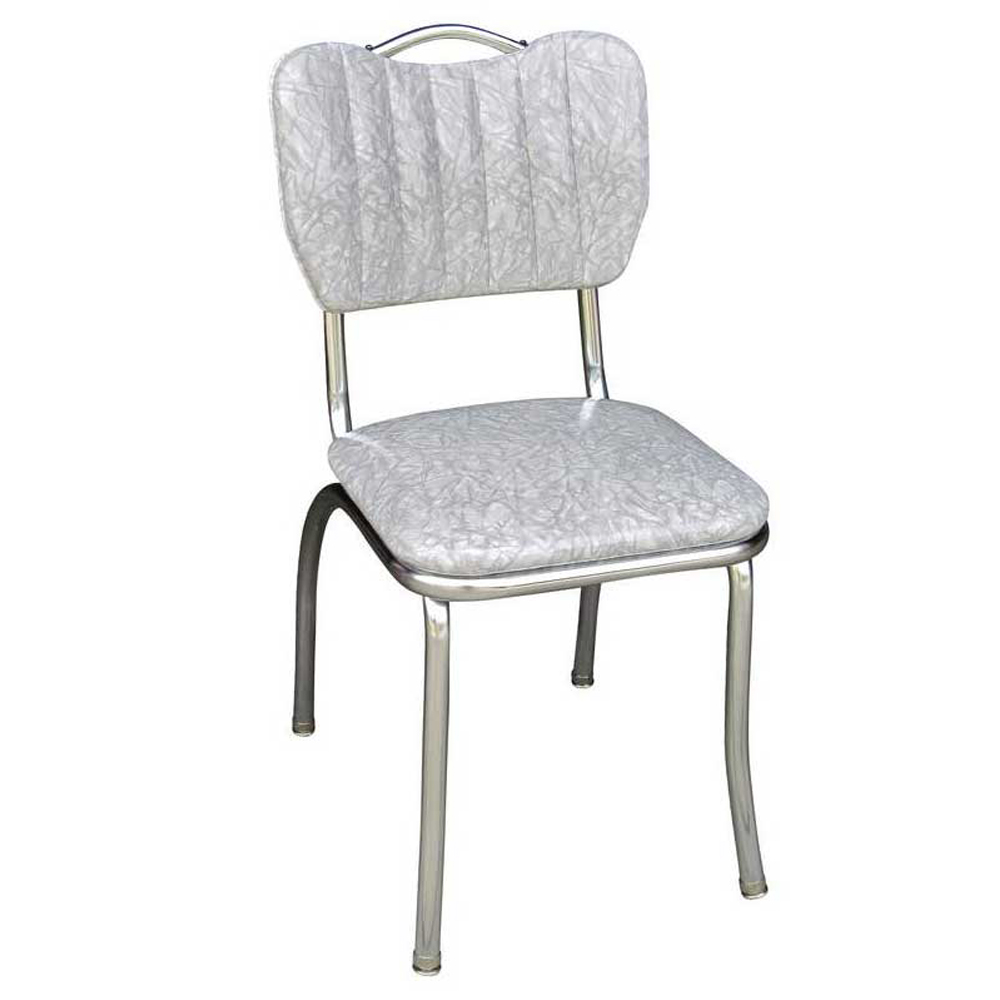 1950s american retro diner chair M-8364,Handle back with gray pattern leather 1950s style american dinner chairs, gray leather stripe with handle american 1950s dinner chairs