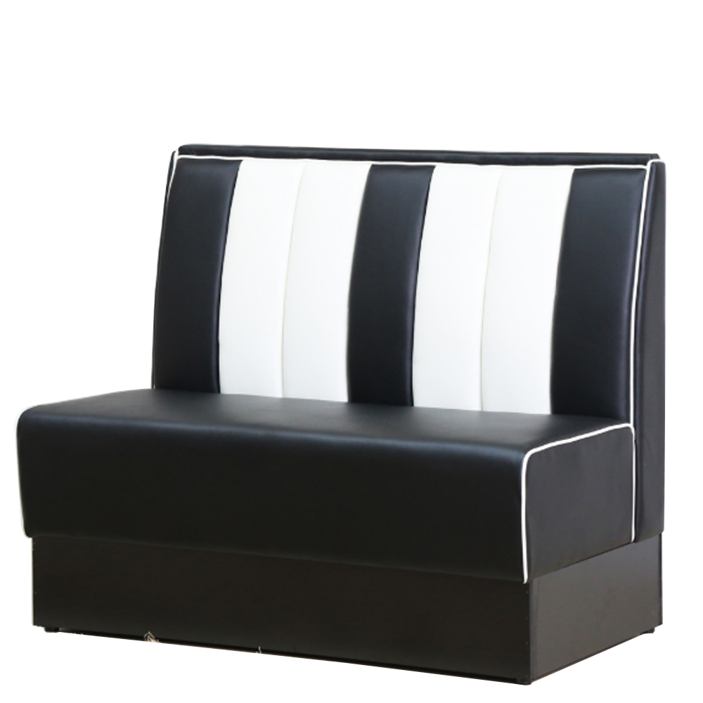 1950s american retro diner booth M-8509,Wholesale black PU leather 2 seater 1950's retro diner booth seating, solid wood frame with plywood black colour retro diner both seating