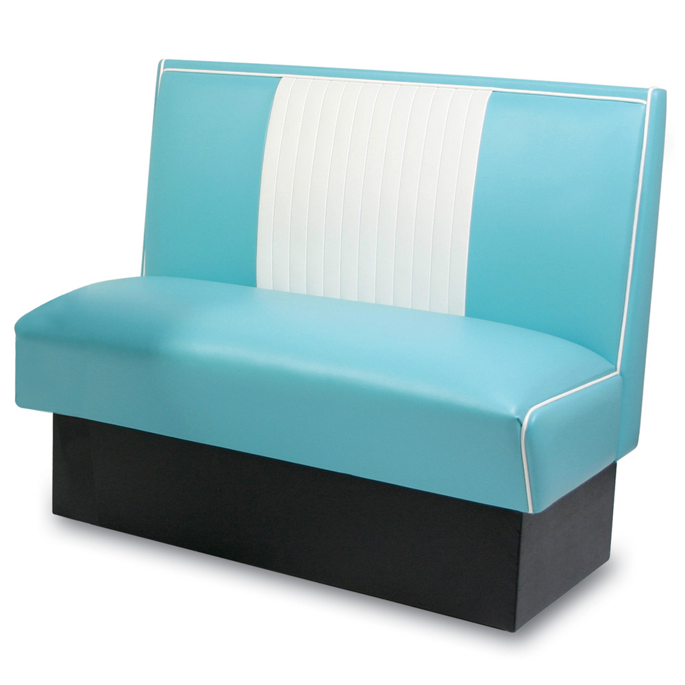 1950s american retro diner booth M-8510,Customize 2 seating stripe back midcentury american dining room booth sofas, stripe back with piping american retro dining room booth sofas