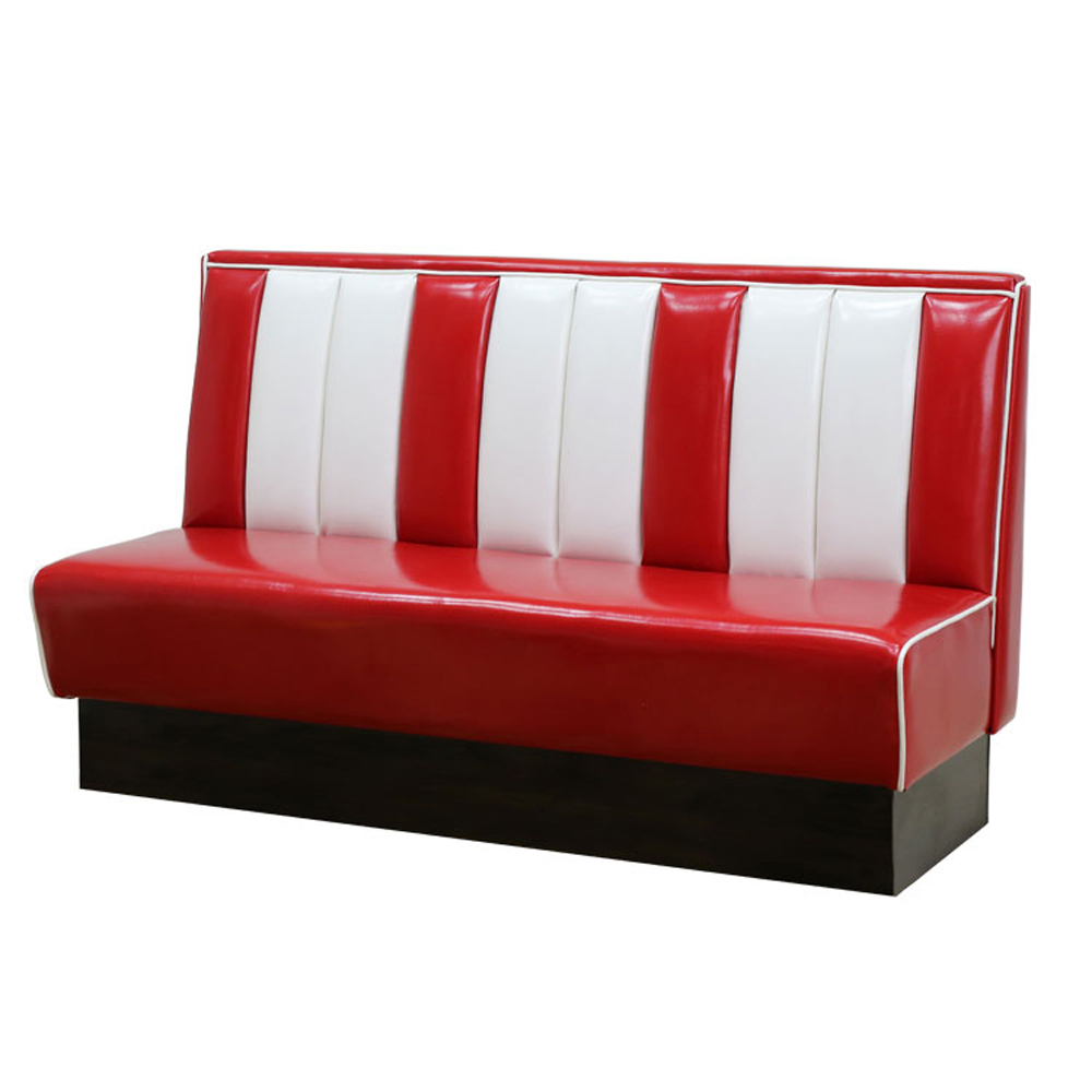 1950s american retro diner booth M-8513,Classic 3 seating long glossy leather american retro dining room Bel Air diner booth sofas, glossy 3 seater american Bel Air diner booth sofas