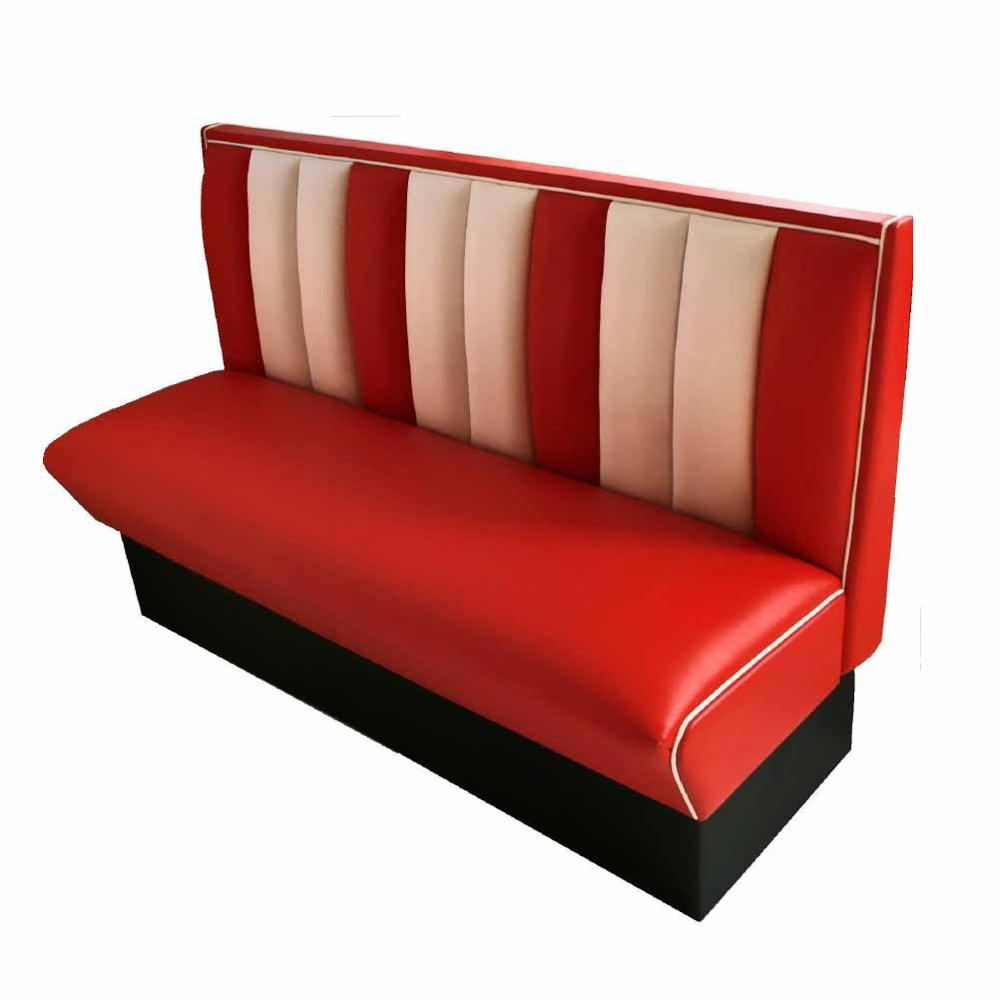 1950s american retro diner booth M-8514,Customize long 3 seater red and white leather diner booth seating, 59
