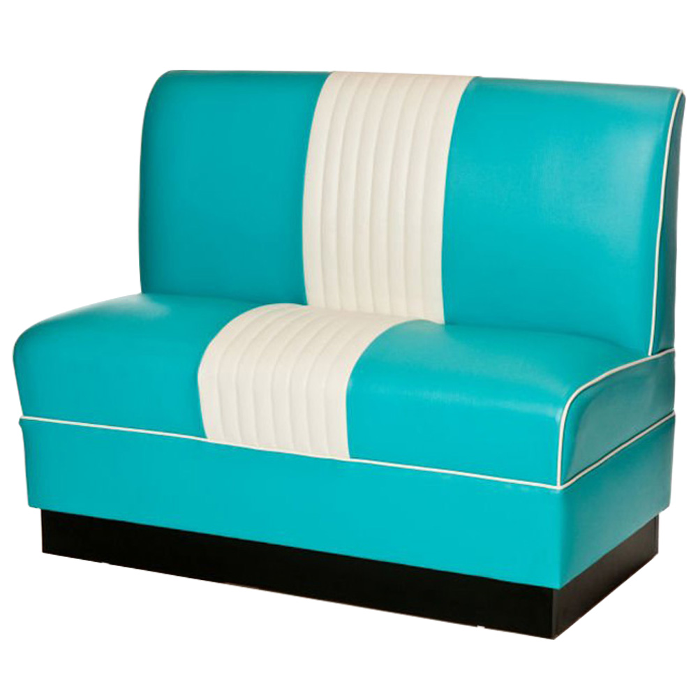 1950s american retro diner booth M-8526,Turquoise vinyl 60's american style dinette booth couches, thick seating and backrest american 1960's dinette booth seating furniture