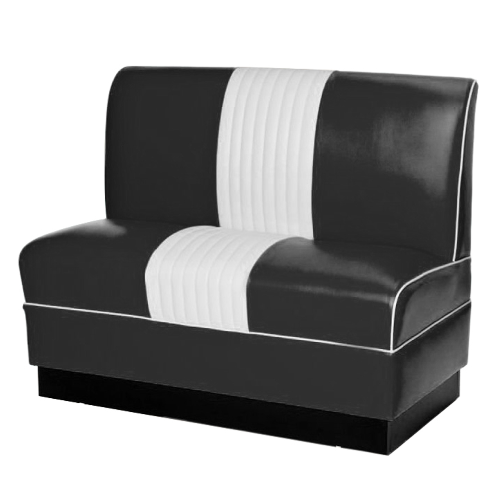 1950s american retro diner booth M-8527,Black colour thick sponge seater 1960s retro american booth sofas, black and white 1960's american retro booth seating sofas for sale