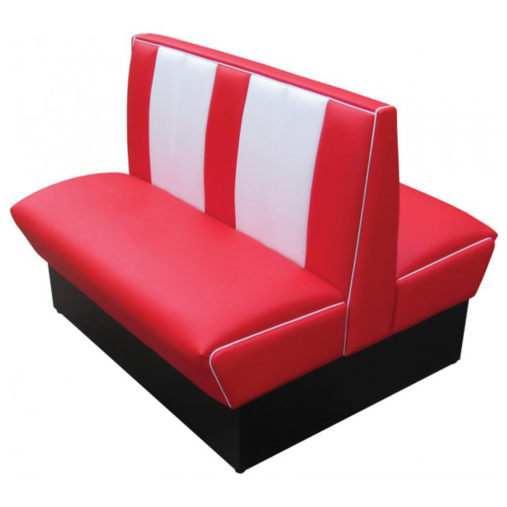1950s american retro diner booth M-8531,Red leather 4 seater doubleside retro dining room booth seating, red and white doubleside 50s style retro dining booth sofa seating
