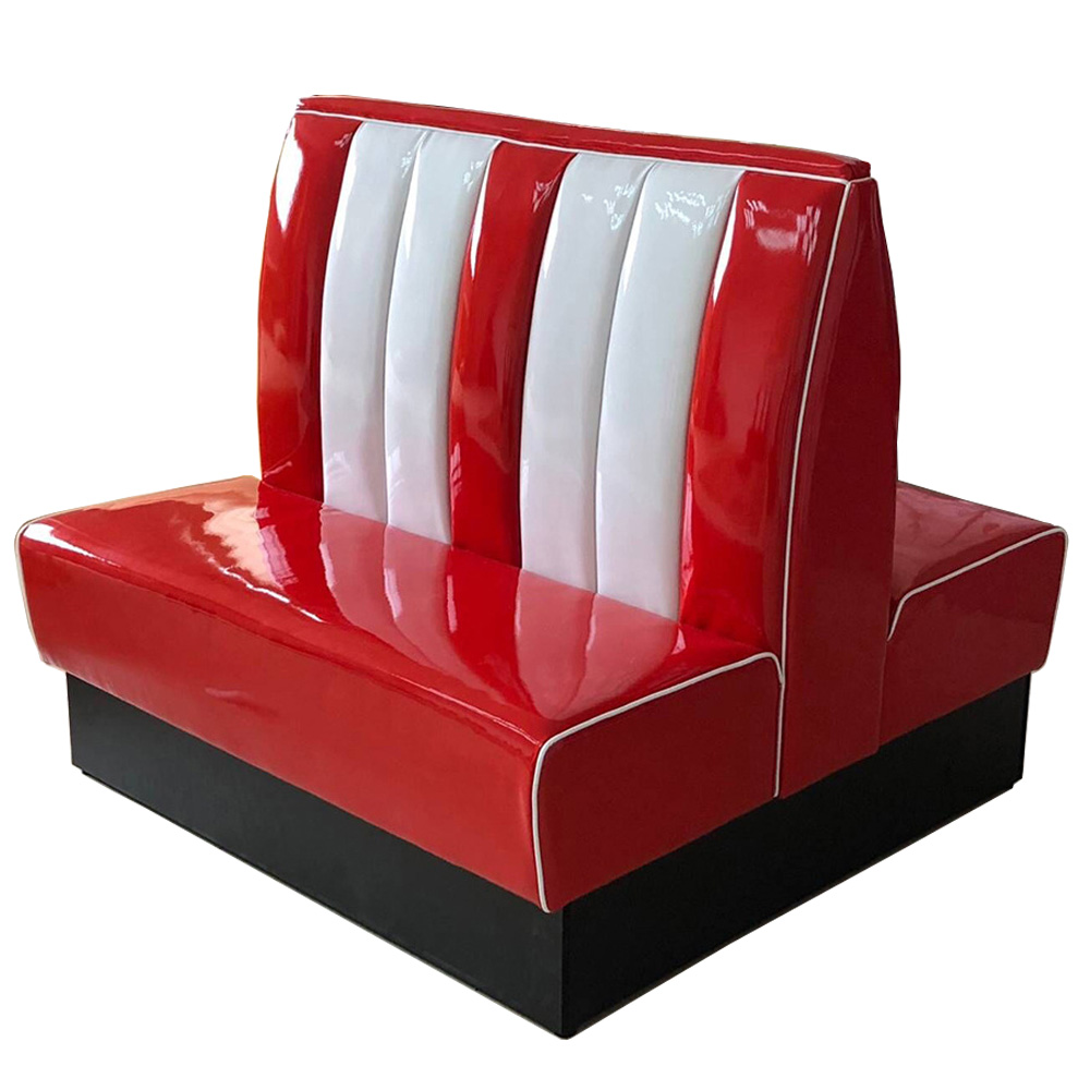 1950s american retro diner booth M-8532,Gloss leather classic american retro red doubleside diner booth sofas, red gloss leather doubleside american style retro diner booth sofas
