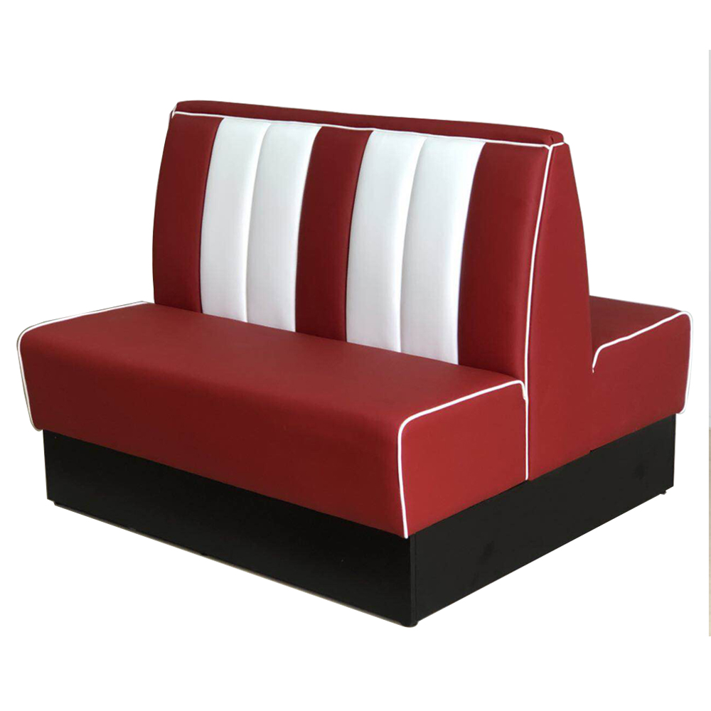 1950s american retro diner booth M-8533,Midcentury american style rubby doubleside retro fast food booth couches, wood frame rubby 4 seat doubleside retro booth couches