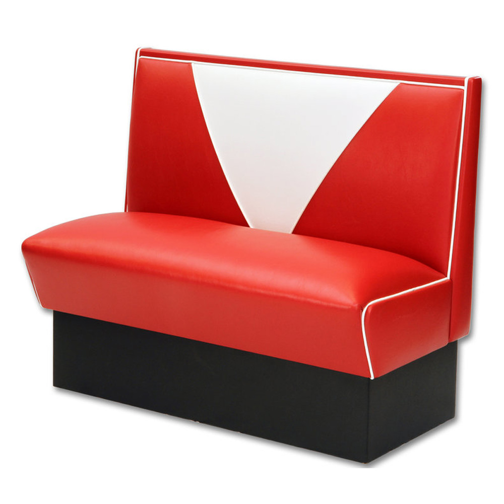 1950s american retro diner booth M-8541,V back red and white leather midcentury retro dinette booth sofas, high quality red leather V backrest retro 1950s dinette booth sofas