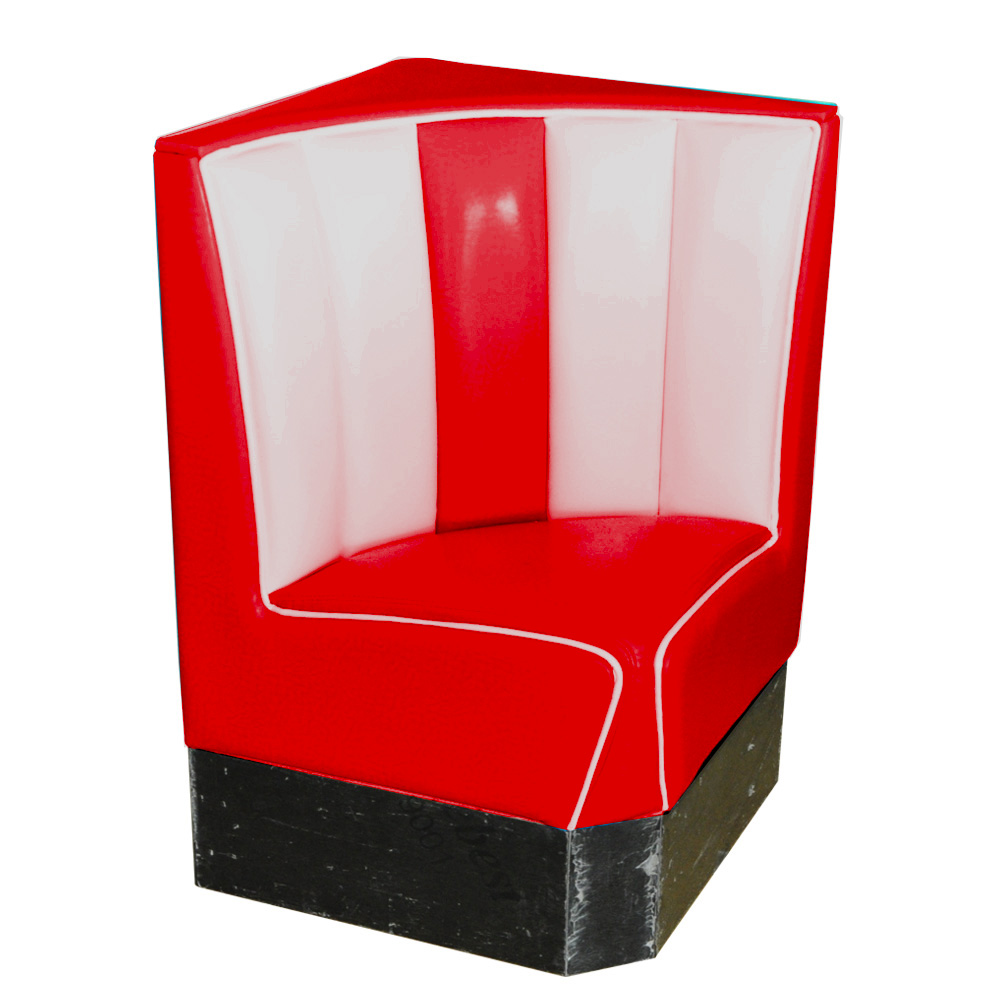 1950s american retro diner booth M-8557,Custmoize red single seat corner fast food room retro booth couches, 23.5in size retro american fast food corner booth couches furniture