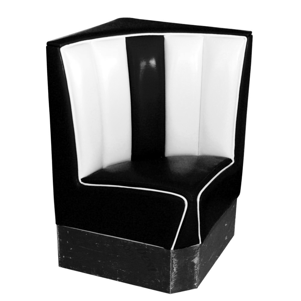 1950s american retro diner booth M-8559,Black corner midcentury 23.5 inch dining room booths, for corner 1950s style restaurant black and white  single dining booths furniture