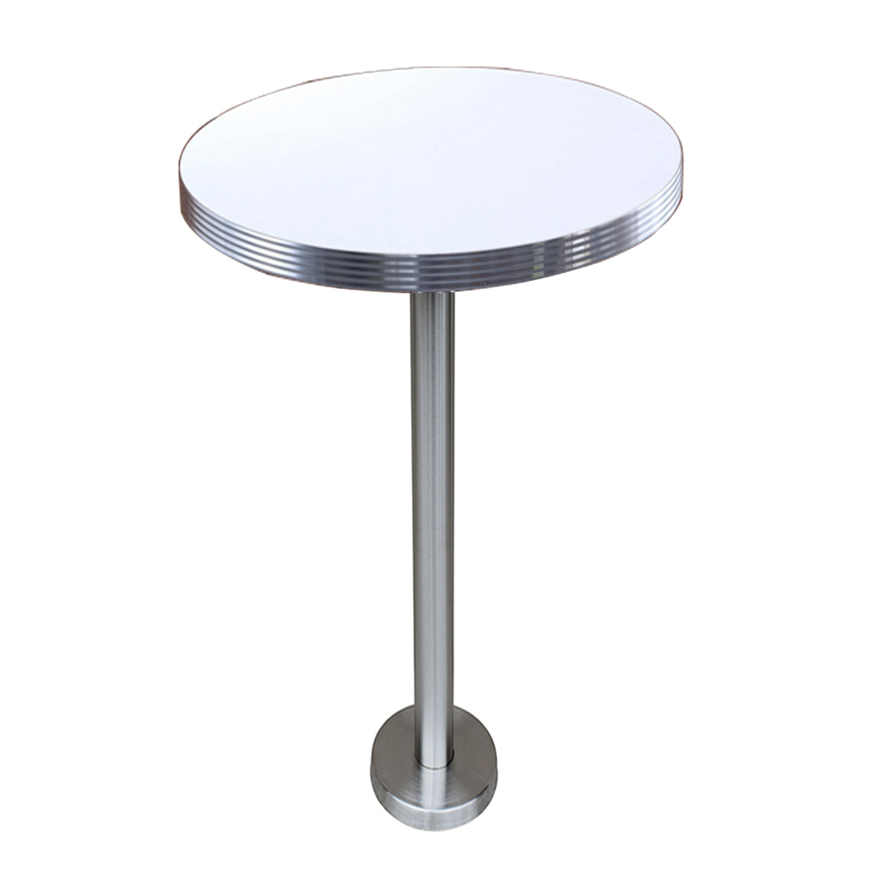 1950s american retro bar table M-8703,Customize fixed to floor stainless steel table legs with round formica retro diner bar table, fixed to floor steel round 50s retro restaurant bar table