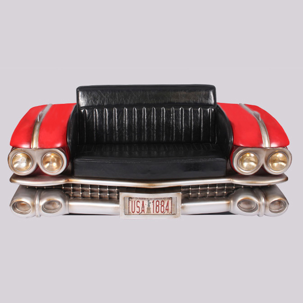 High quality American retro diner iron cadillac front car sofas seating M8962, red painting 1950's dining room retro cadillac front car sofas, American 1950s retro diner metal car sofas seating M-8962