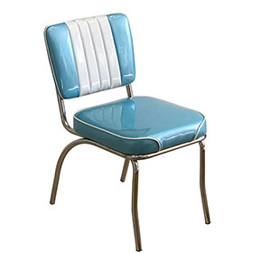 1950s american retro diner chair M-8311-High quality glossy leather stainless steel midcentury american retro dining room chair,stripe back with piping 50s retro dining room chair