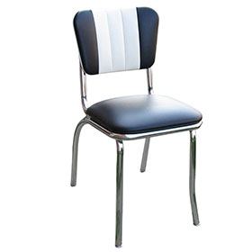 1950s american retro diner chair M-8321-Glossy chrome frame 3 channels back and thin seat 1950s style retro diner chairs, 50s style drake blue gloss retro diner chairs for sale