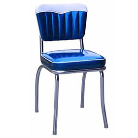 1950s american retro diner chair M-8322-High quality gloss blue leather wave top and seat piping american 50's dinette chairs, gloss PU wave top 50s american dinette chairs