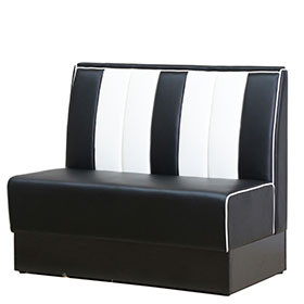 1950s american retro diner booth M-8509-Wholesale black PU leather 2 seater 1950's retro diner booth seating, solid wood frame with plywood black colour retro diner both seating