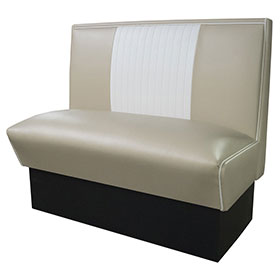 1950s american retro diner booth M-8512-Customize grey and white leather mid-century retro coffee room booth couch,grey stripe back cafeteria 1950s retro diner booth couch