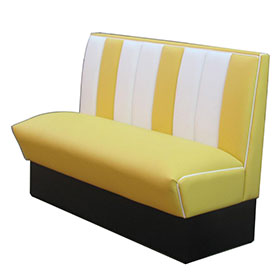 59 inch width yellow vinyl american style diner booth sofas furnture, midcentury american diner booth seating sofas for fast food room-1950s american retro diner booth M-8515