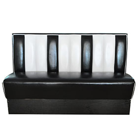 Black PVC leather midcentury fast food american 50s booth couches, 3 seater 59in length stirpe with piping american style 1950s booth couches-1950s american retro diner booth M-8517