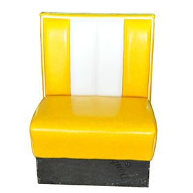 Yellow color 1 seater classic retro kitchen booth couches, customize gloss yellow leather stripe back 50s kitchen booth couch furniture-1950s american retro diner booth M-8524
