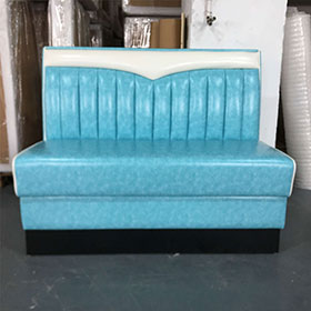 Turquoise wave top and seat piping american 60s retro dinette booths, white wave top back 60s retro american booth seating furniture-1950s american retro diner booth M-8529
