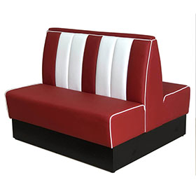 Midcentury american style rubby doubleside retro fast food booth couches, wood frame rubby 4 seat doubleside retro booth couches-1950s american retro diner booth M-8533
