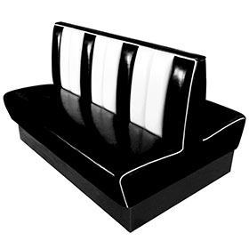 black and white doubleside 59in length retro restaurant booth couches, stripe back to back 6 seat retro 1950s restaurant booth couches-1950s american retro diner booth M-8539