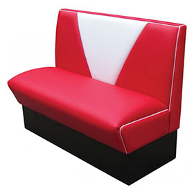 Wholesale red and white V backrest vintage retro restaurant booth, V back red and white 1950s retro restaurant booth seating furniture-1950s american retro diner booth M-8544