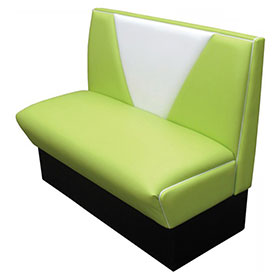 Light green leather 47in V shape 50s retro dining room booth sofas, 2 seat V shape backrest american 1950s dining booth sofas furniture-1950s american retro diner booth M-8545