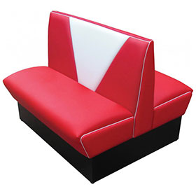 V shape back to back 4 seat red colour american retro dining booth, doubleside V shape 1950s american dining room booth couches-<b>1950s american retro diner booth M-8547</b>