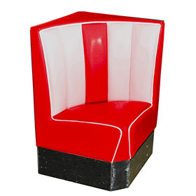 Custmoize red single seat corner fast food room retro booth couches, 23.5in size retro american fast food corner booth couches furniture