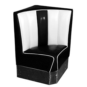 Black corner midcentury 23.5 inch dining room booths, for corner 1950s style restaurant black and white  single dining booths furniture-1950s american retro diner booth M-8559