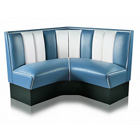 Blue colour stripe back retro diner corner booth sofas, american style dinette with black laminate foot stripe retro 1950s corner booth sofas-1950s american retro diner booth M-8562