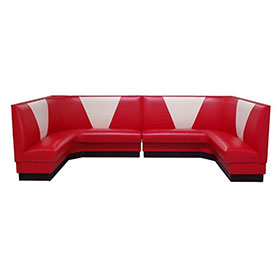 U shape V backrest red american 1950s retro dinette booth sofas, american style dinette retro V backrest U shape booth sofas for sale