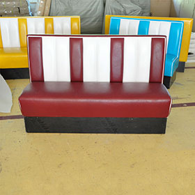High quality long 3 seater 1.5 meter rubby and white color retro style american 50s diner booth couch gallery-long 3 seater booth couch
