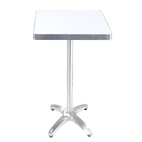 Hotsale aluminium table edge with stainless steel cross table base midcentury retro club bar table, white cross table base 50s retro bar table
