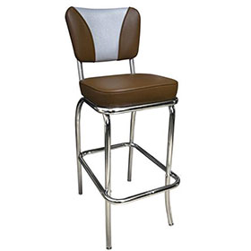 1950s american retro bar chair M-8826-Drak rubby V back stainless steel vintage 1950's american pub chairs,V shape backrest dining room american style 1950's retro bar chairs
