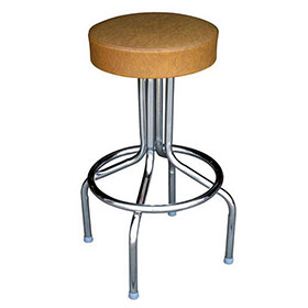 1950s american retro bar chair M-8831-Midcentury dinette brown PVC round short retro bar stools, steel frame with round brown seat 21.5inch height retro 50s bar stools chairs