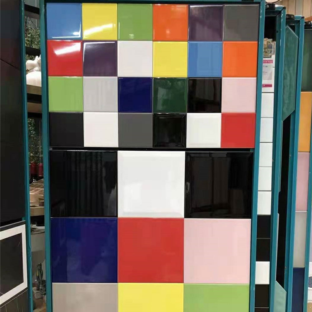 Colourful diner wall ceramic small tile, 15*15/20*20cm square wall ceramic tile decor for kitchen and diner, classic 1950s retro diner wall ceramic tile M-89213