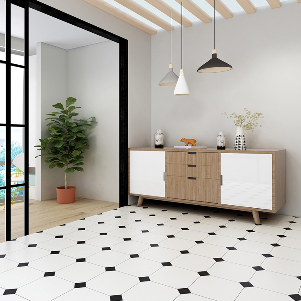 Retro diner floor white and black ceramic tile, 20*20/30*30 small square black 1950s diner ceramic tile floor, classic 1950s retro diner ceramic tile M-89242