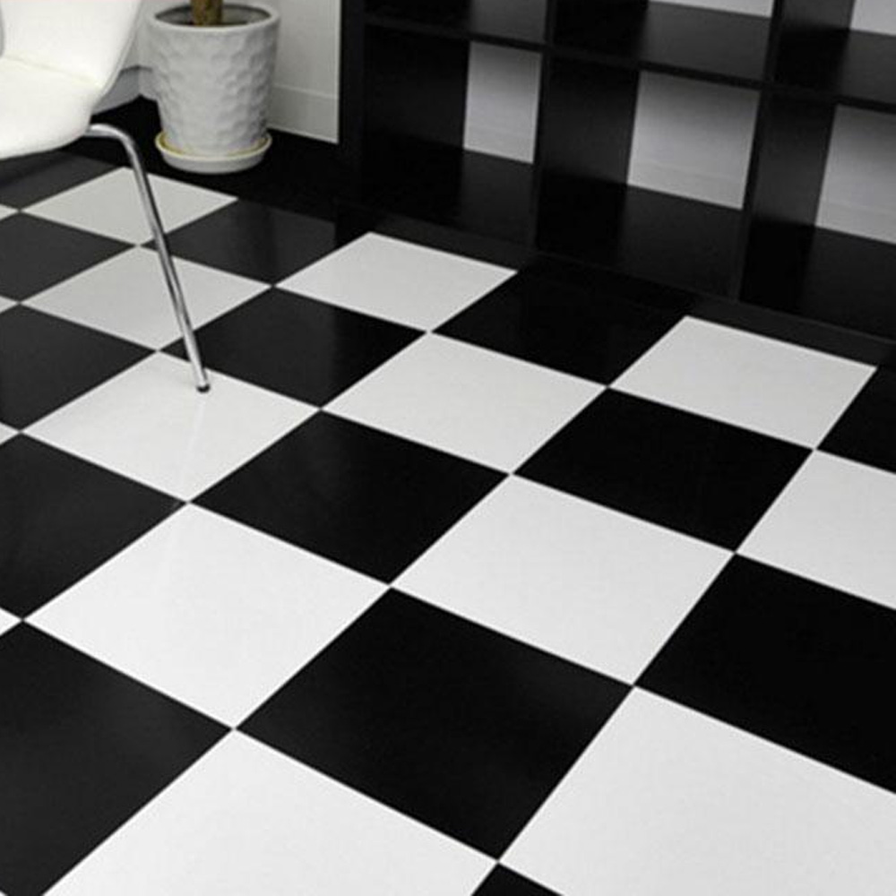 Retro diner white and black PVC floor, american style 1950's diner with glue white and black PVC floor, classic 1950s retro diner PVC floor M-89222
