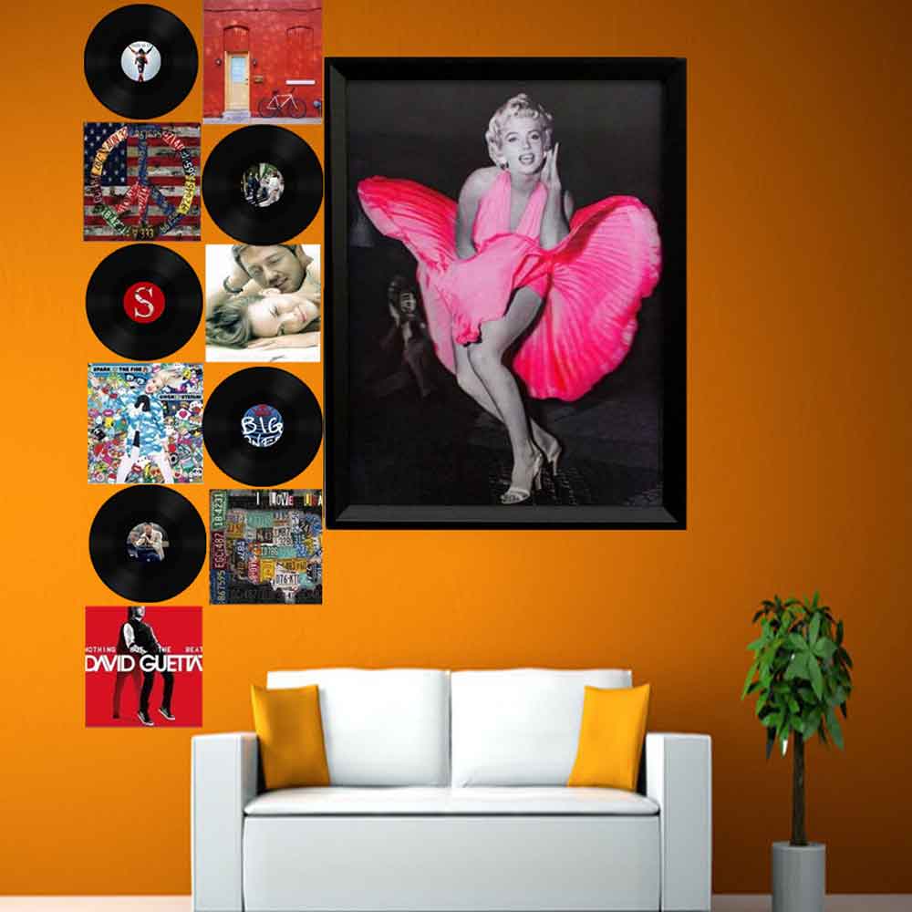 American diner round vinyl records decor, colorful round iron retro 1950s diner vinyl records decoration,American 1950s retro diner decoration M-89031