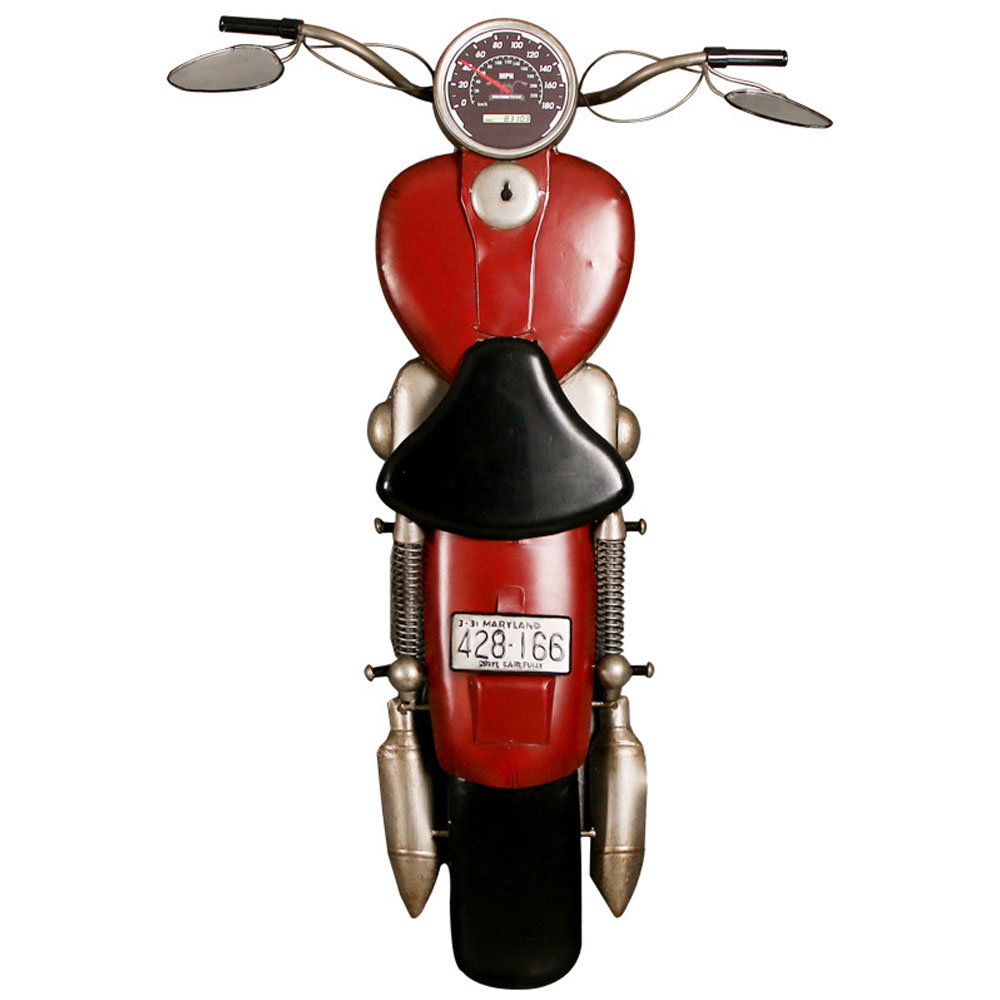 Iron 1950s diner motorcycle wall decor design, 50's dinette with clock retro pandent motor decoration design , classic 1950s retro diner decor design M-89131
