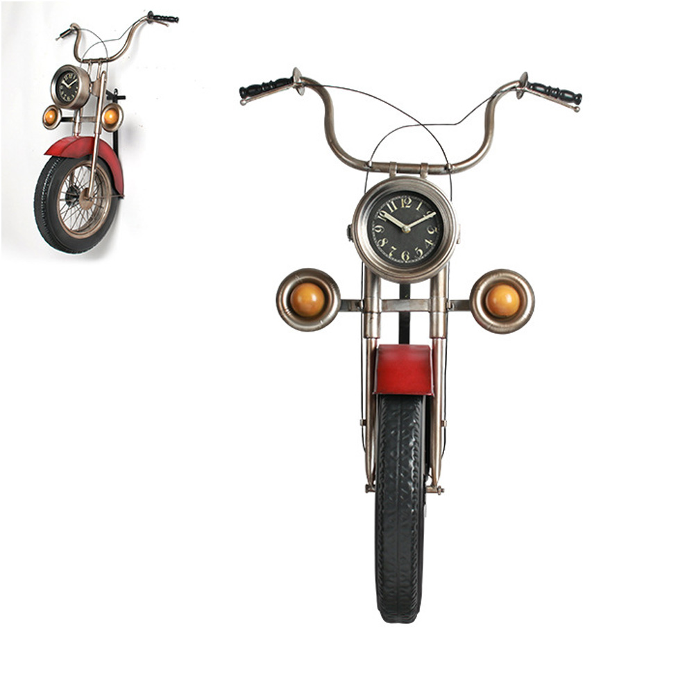 Iron 1950s diner motorcycle wall decor design, 50's dinette with clock retro pandent motor decoration design , classic 1950s retro diner decor design M-89132