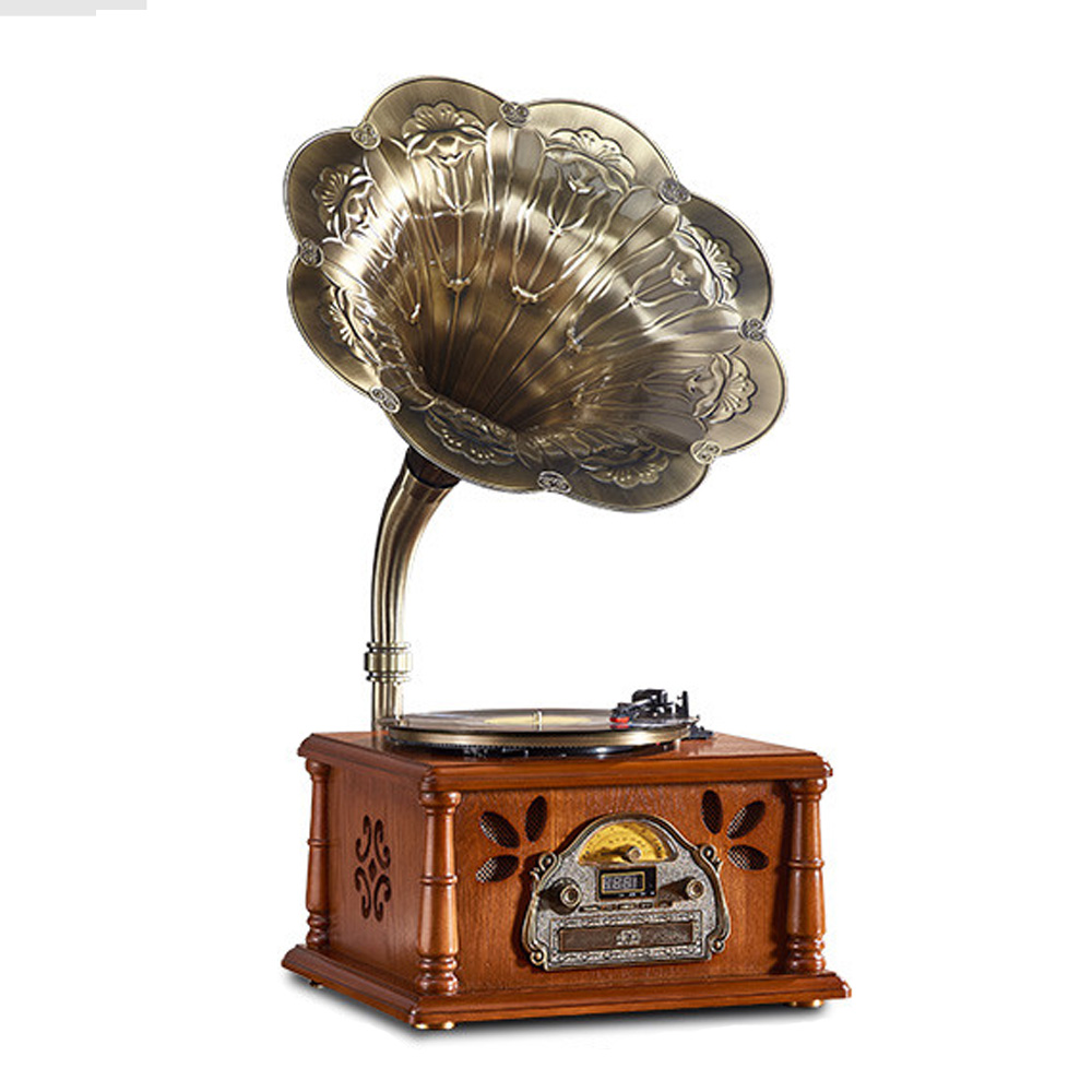 Retro diner vinyl records player/CD player, retro copper speaker vinyl records player/CD player for diner, classic 1950s retro diner vinyl records player M-89181