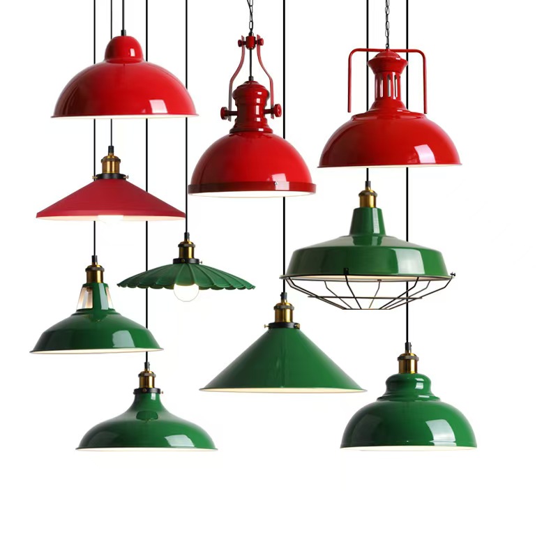 American retro diner round 1950s pendant lights, retro diner midcentury round iron red/green pendant lights ,American 1950s retro diner pendant lights M-8932